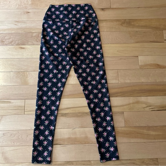 Alice + Olivia Aaron High-Rise Leggings black w ditsy floral motif size small - Picture 6 of 9